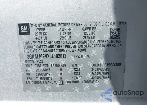 2018 GMC Terrain Sle z USA, uszkodzony, nr VIN 3GKALMEVXJL192012